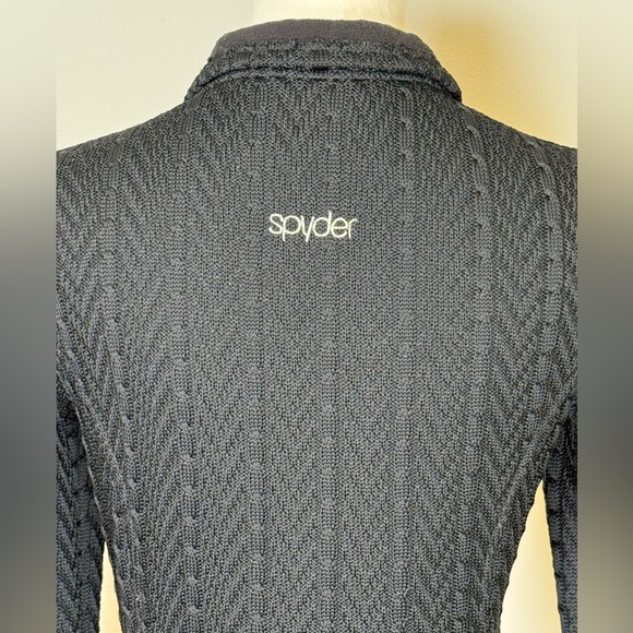 Spyder Black Cable Knit Full Zip Fleece Lined Sweater Jacket Women’s Size XS - Picture 7 of 16